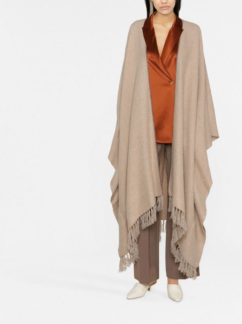 Neutral Tassel Poncho