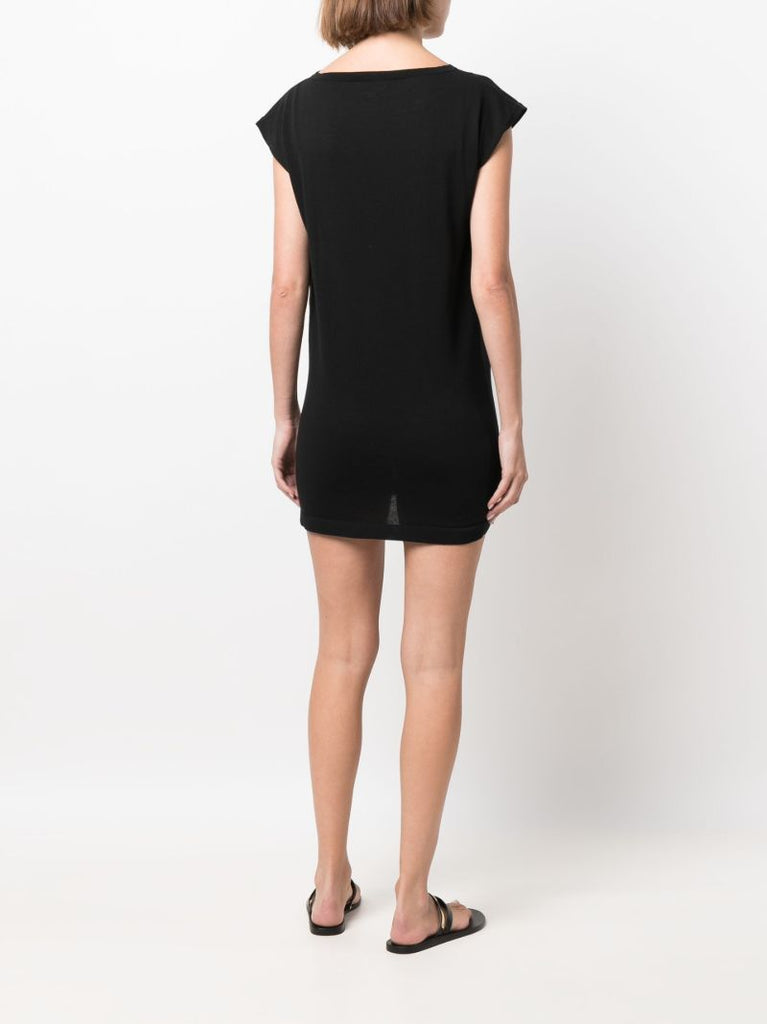 Black Logo Print Cotton T-shirt Dress