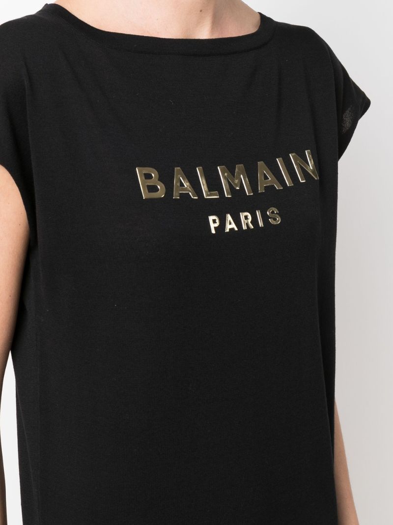Black Logo Print Cotton T-shirt Dress