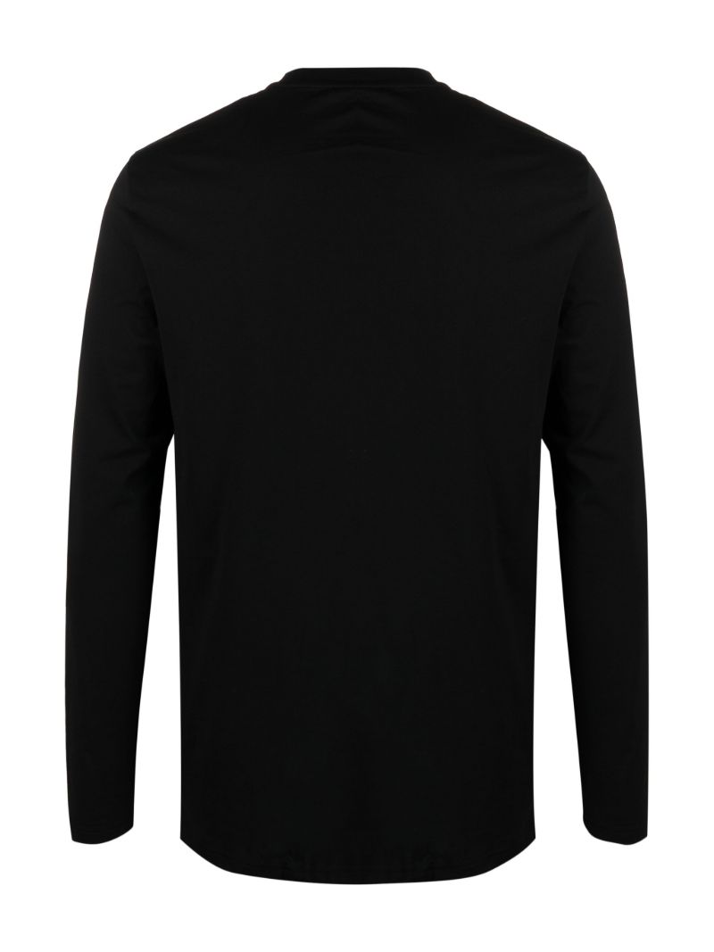 Black Logo Embroidered Cotton Henley T-shirt