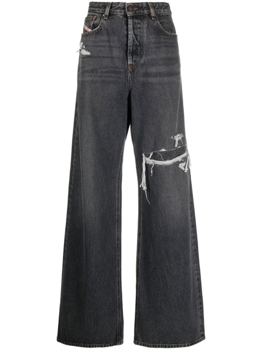 Grey Ripped Detail Denim Jeans