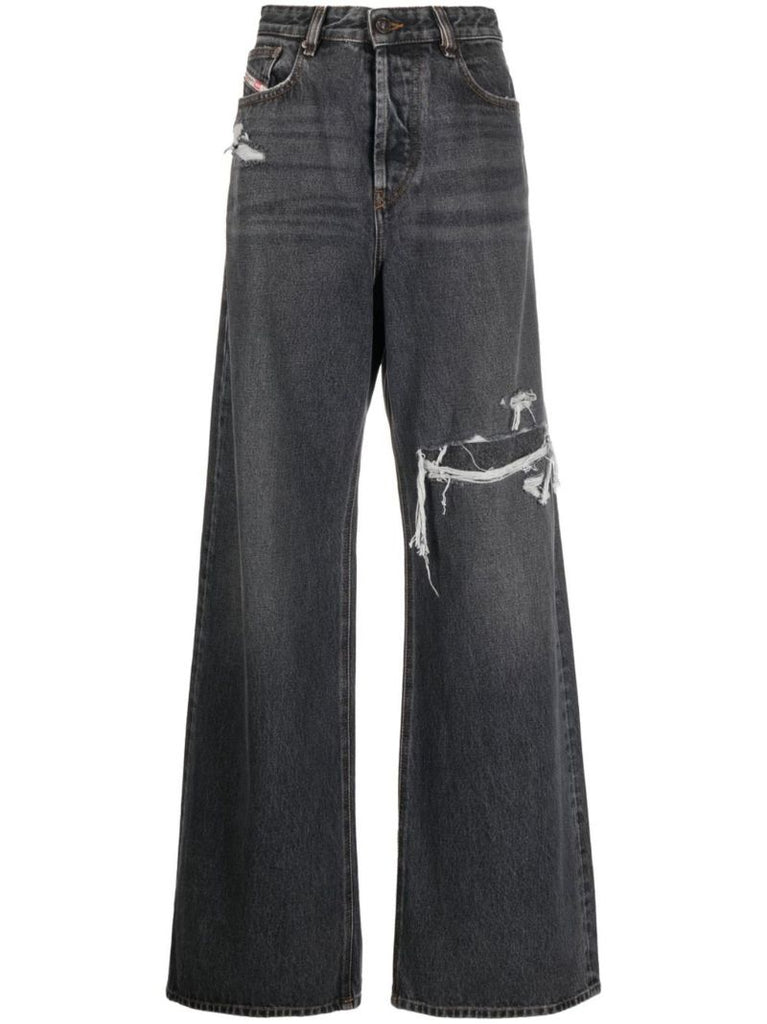 Grey Ripped Detail Denim Jeans