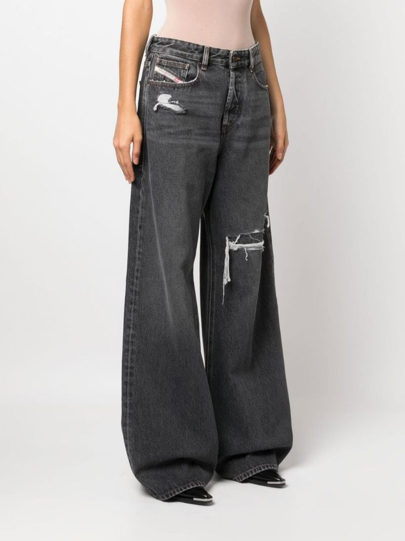 Grey Ripped Detail Denim Jeans