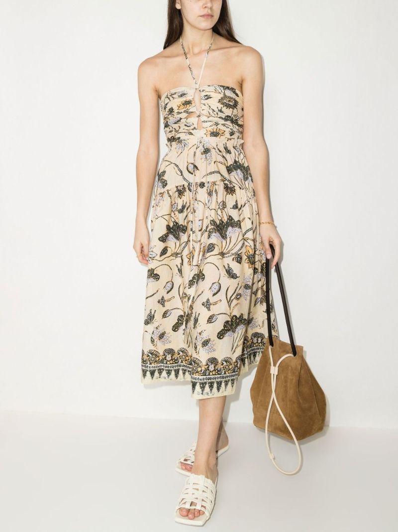 Ella Halterneck Floral Print Cotton Midi Dress