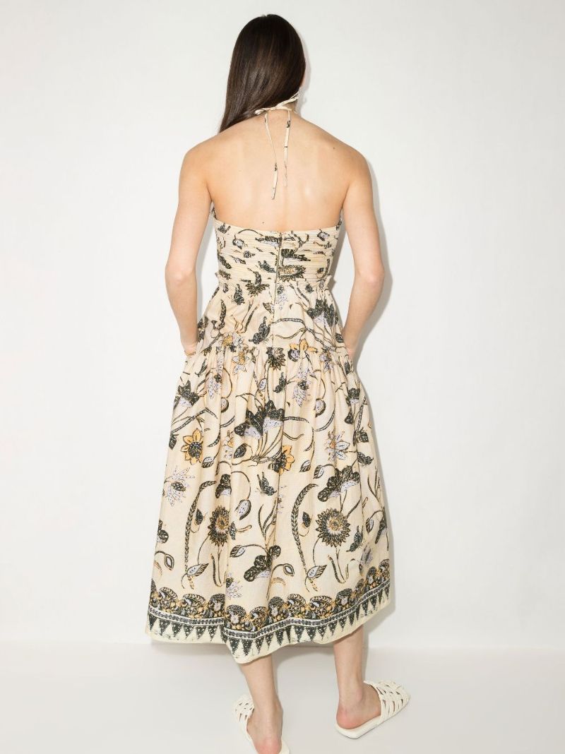 Ella Halterneck Floral Print Cotton Midi Dress