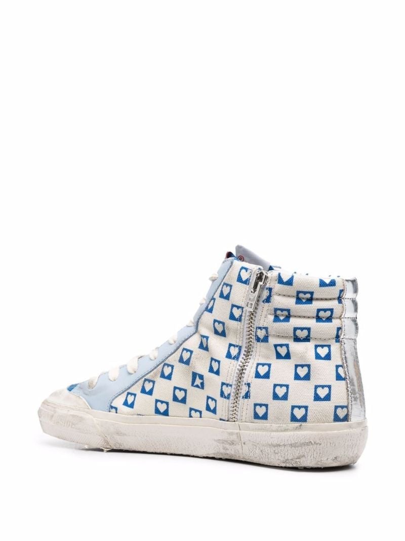 Blue Slide Heart Print Sneakers