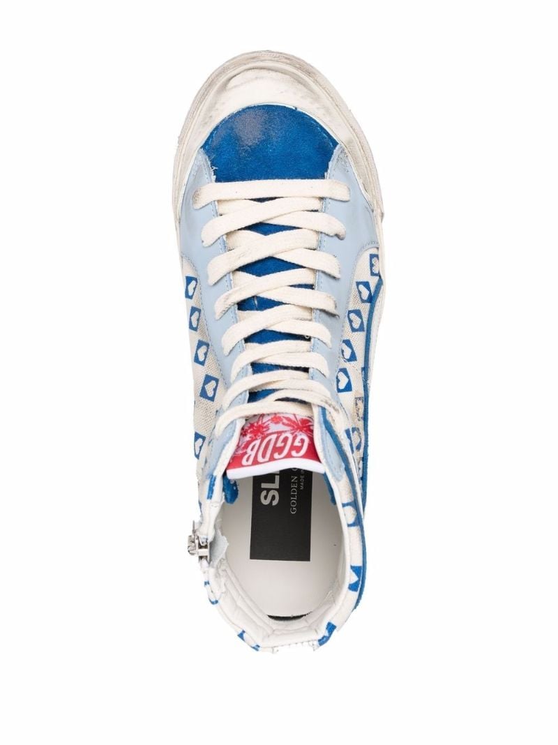 Blue Slide Heart Print Sneakers