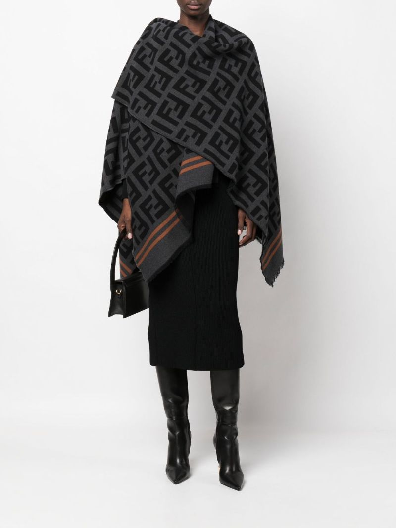 Black Ff Wool Cape