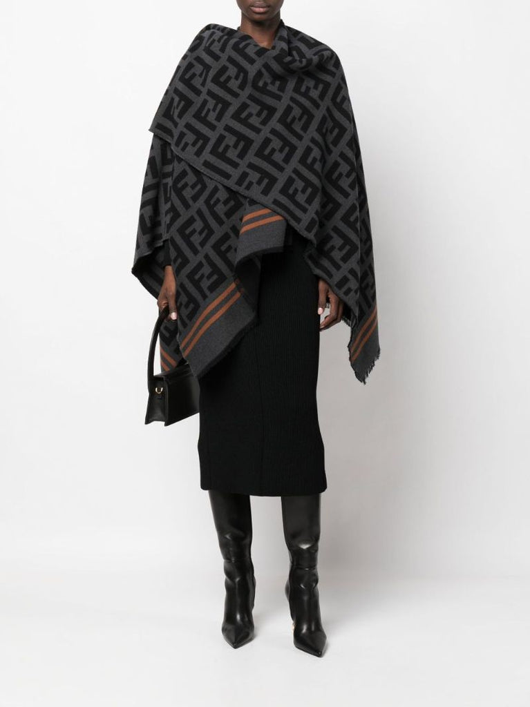 Black Ff Wool Cape