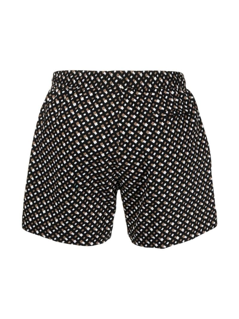 Black Monogram Print Swim Shorts