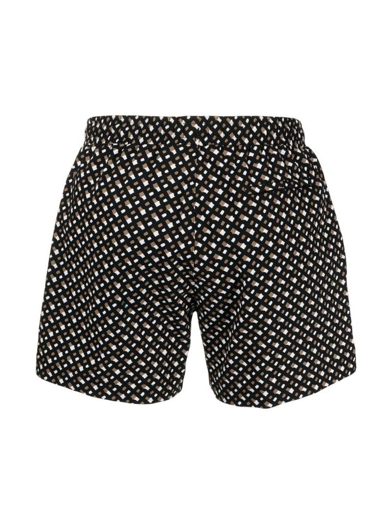 Black Monogram Print Swim Shorts