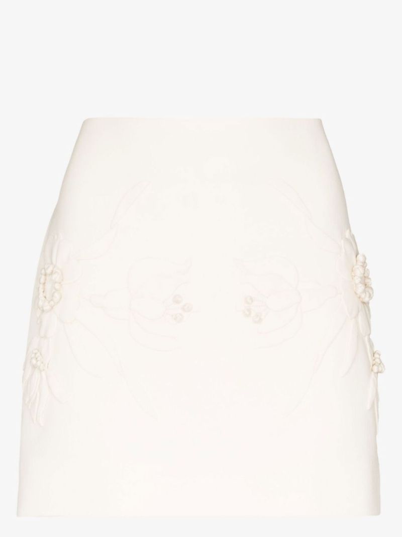 High Waist Embroidered Flower Mini Skirt