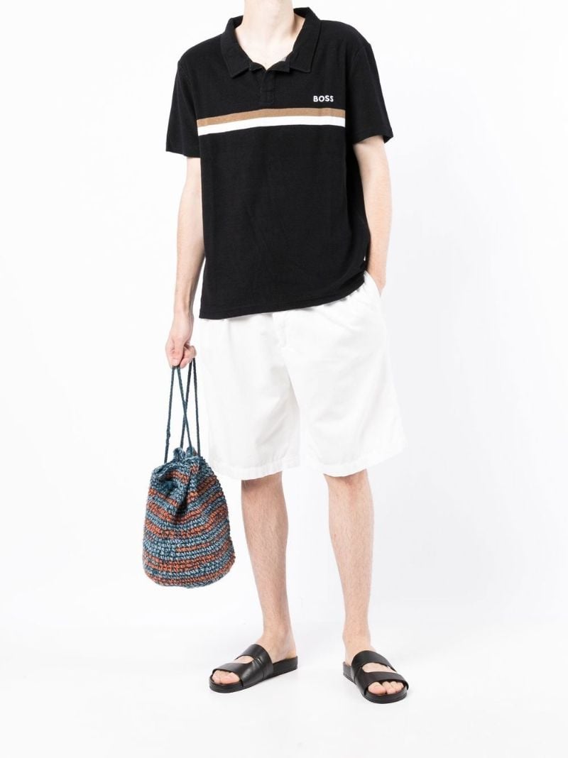 Black Stripe Embellishment Polo Shirt