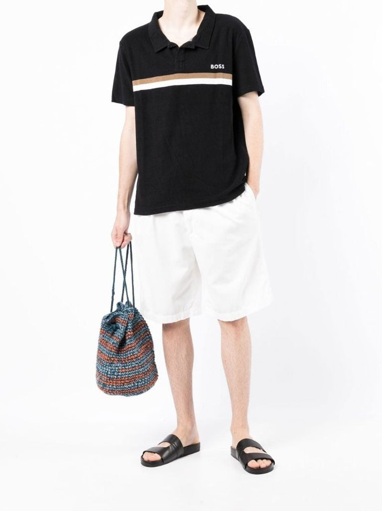 Black Stripe Embellishment Polo Shirt