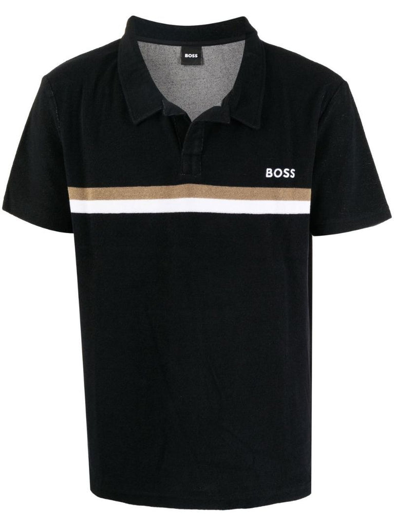 Black Stripe Embellishment Polo Shirt
