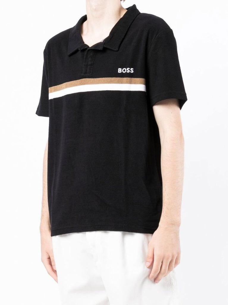 Black Stripe Embellishment Polo Shirt