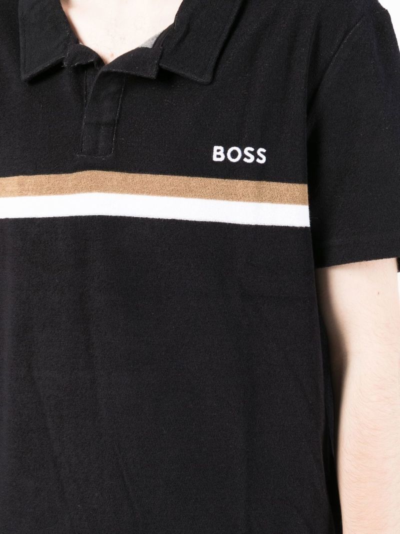 Black Stripe Embellishment Polo Shirt