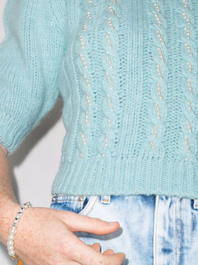 Embellished Cable Knit Sweater