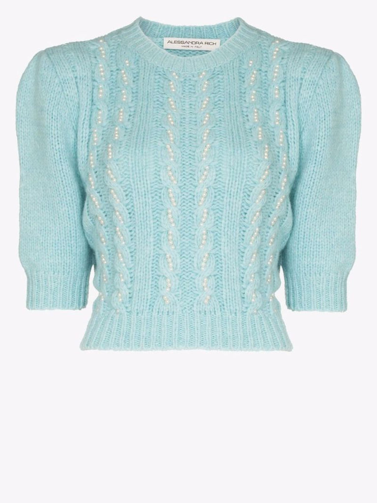 Embellished Cable Knit Sweater