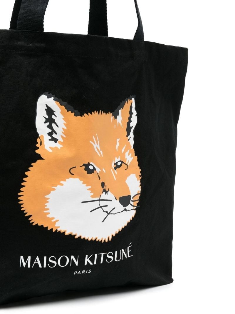 Black Fox Head Patch Canvas Tote Bag