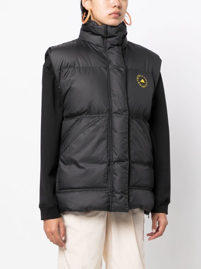 Black Logo Print Padded Gilet