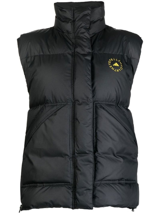 Black Logo Print Padded Gilet