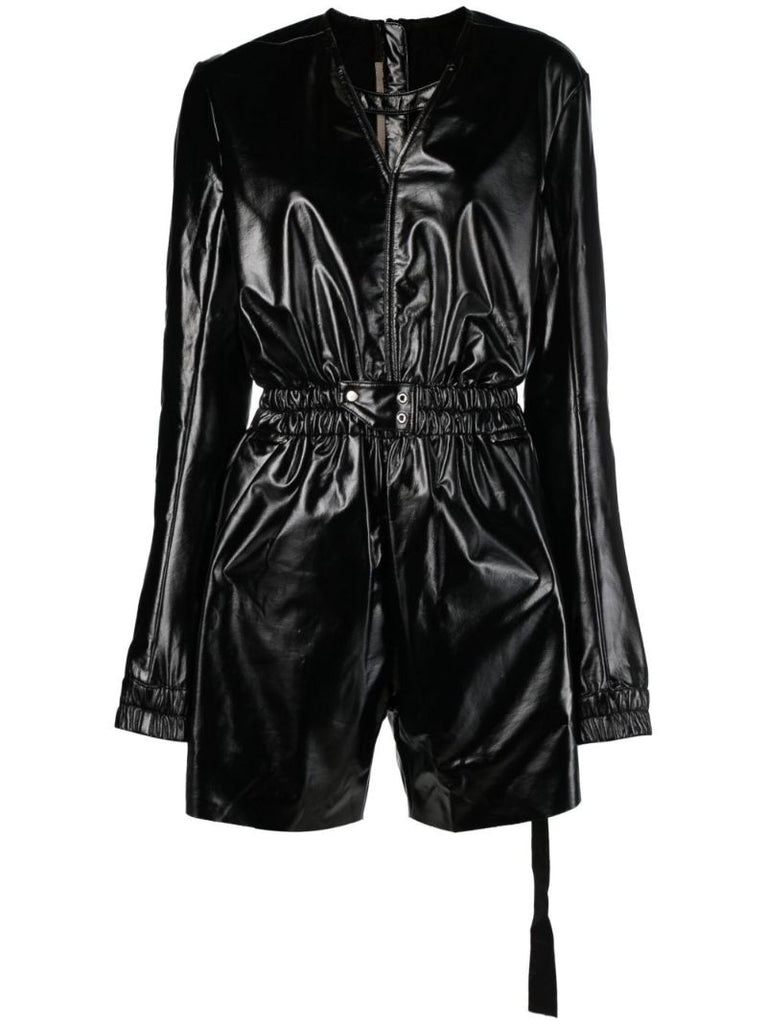 Black Bodybag Faux Leather Playsuit