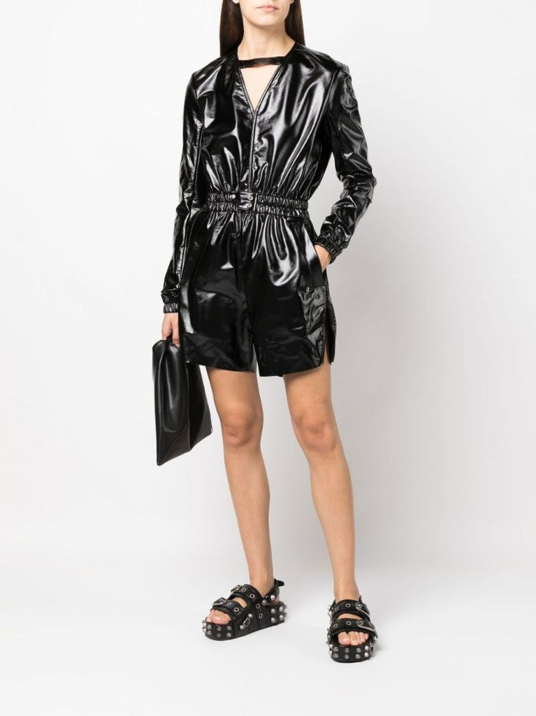 Black Bodybag Faux Leather Playsuit