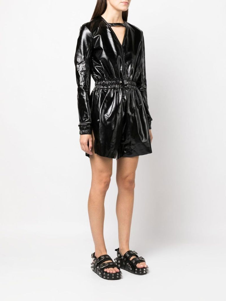Black Bodybag Faux Leather Playsuit