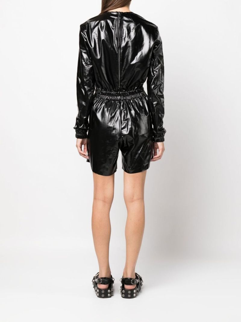 Black Bodybag Faux Leather Playsuit