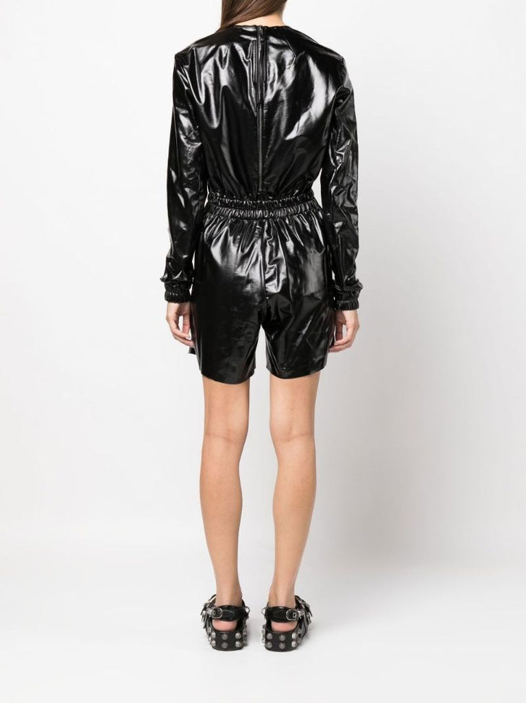 Black Bodybag Faux Leather Playsuit