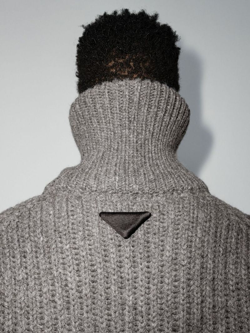 Lace-up Ribbed Knit Wool Cardigan