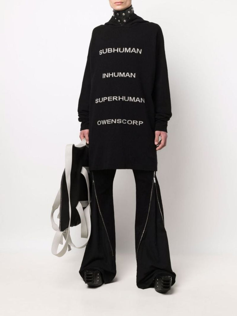 Black Tommy Oversized Cashmere Hoodie