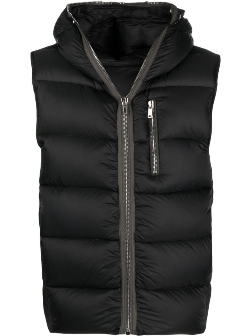 Black Gimp Hooded Down Gilet