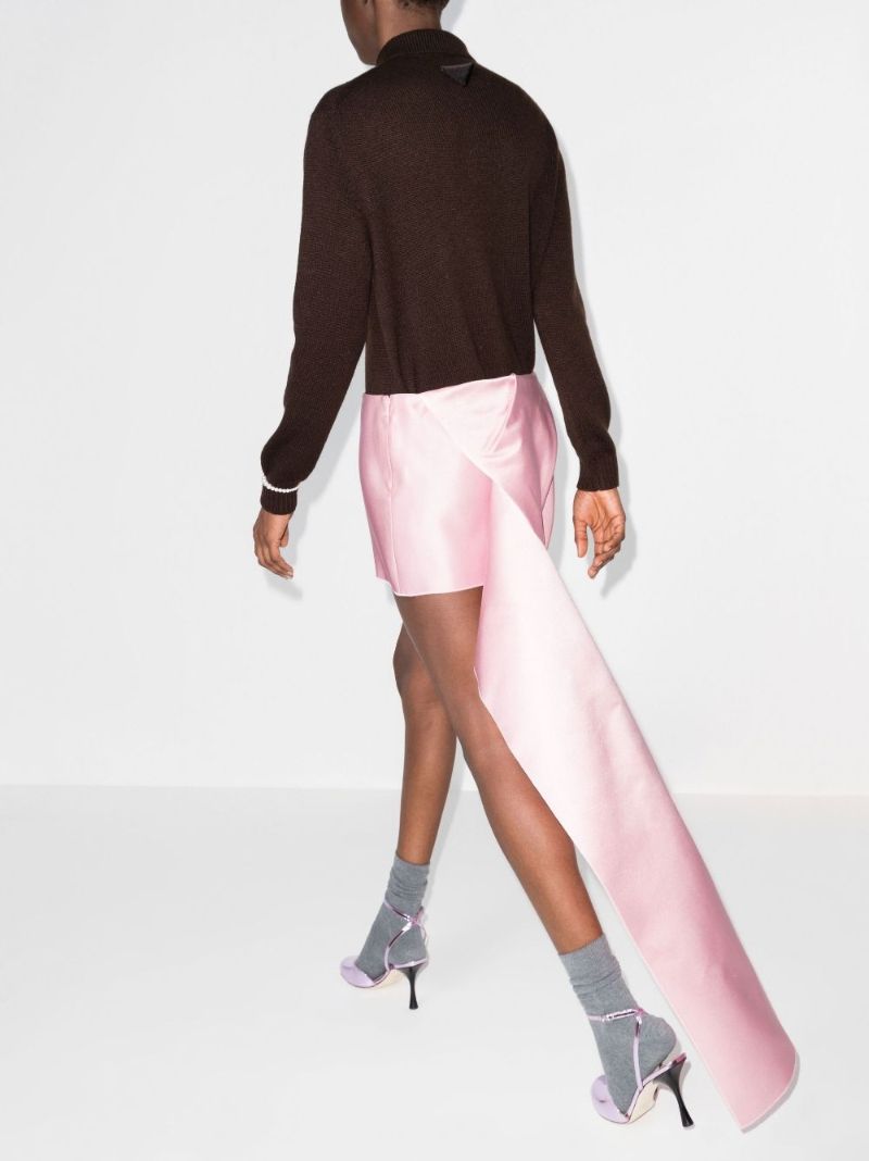 Detachable Train Silk Mini Skirt