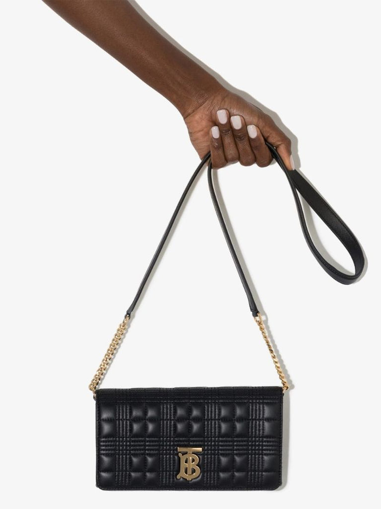 Black Logo Quilted Leather Cross Body Bag