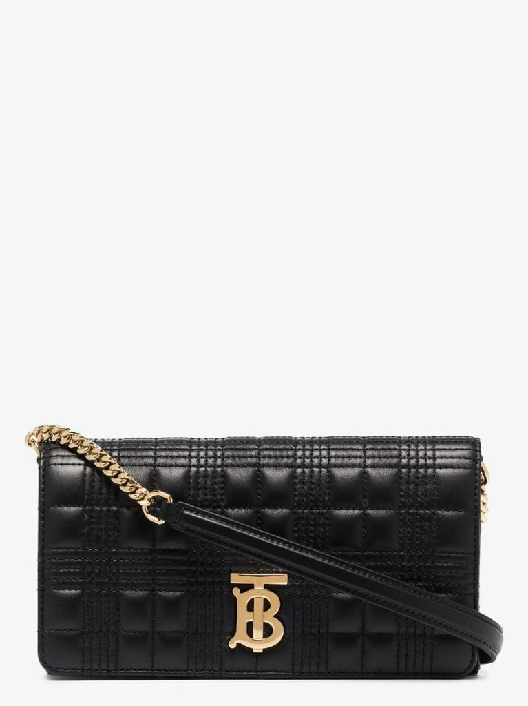 Black Logo Quilted Leather Cross Body Bag