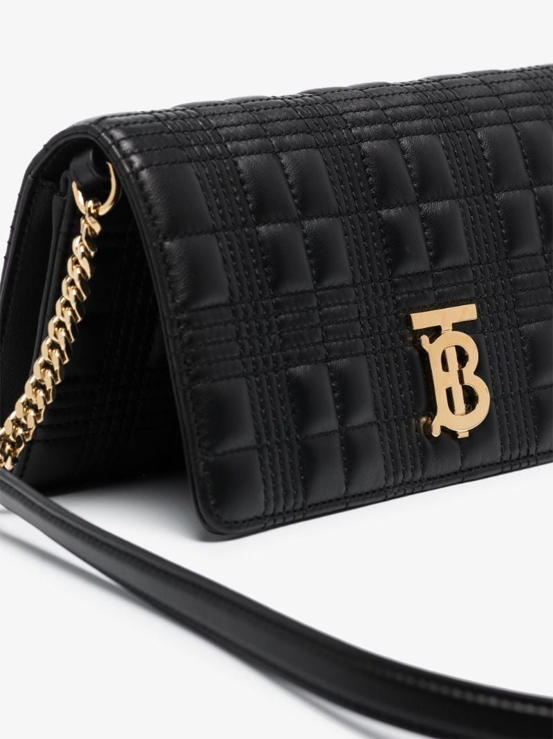 Black Logo Quilted Leather Cross Body Bag