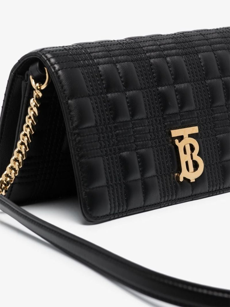 Black Logo Quilted Leather Cross Body Bag