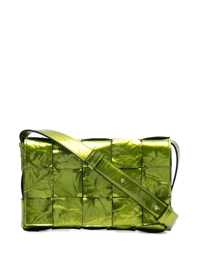 Green Cassette Patent Leather Cross Body Bag
