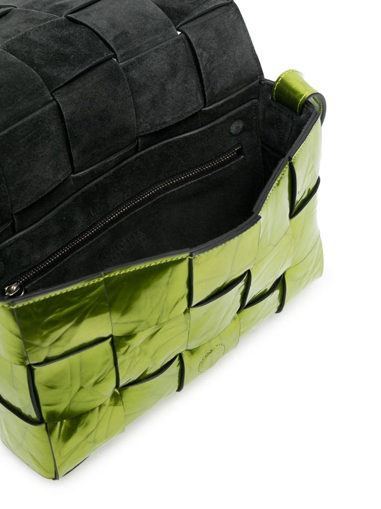 Green Cassette Patent Leather Cross Body Bag