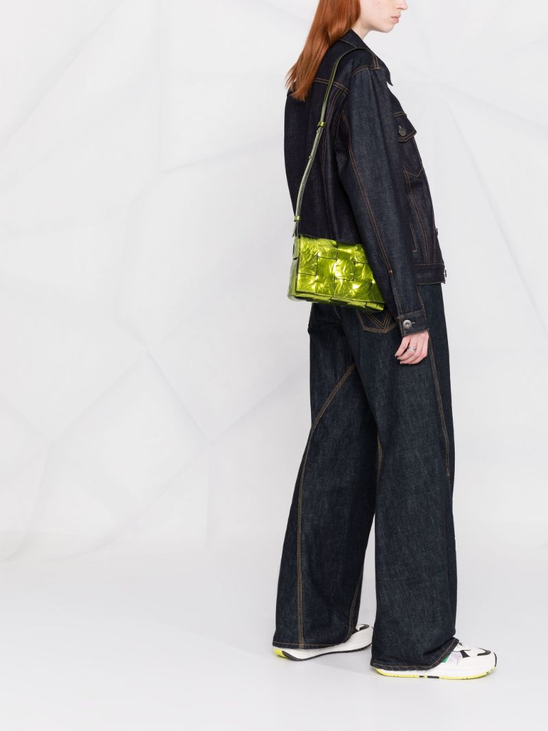 Green Cassette Patent Leather Cross Body Bag
