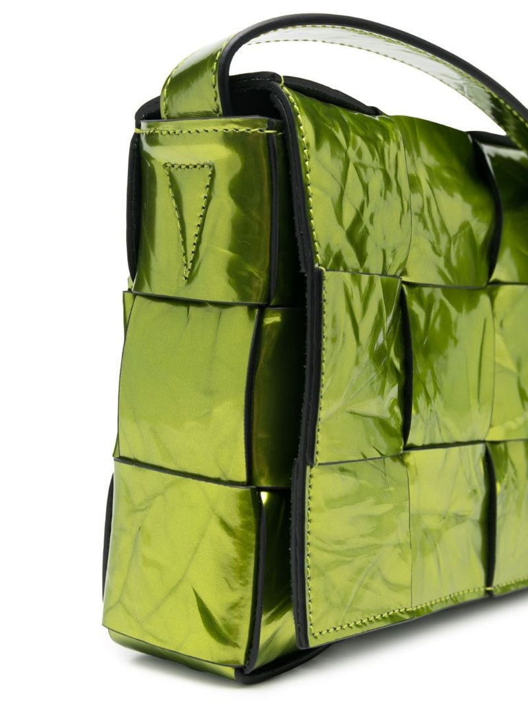 Green Cassette Patent Leather Cross Body Bag