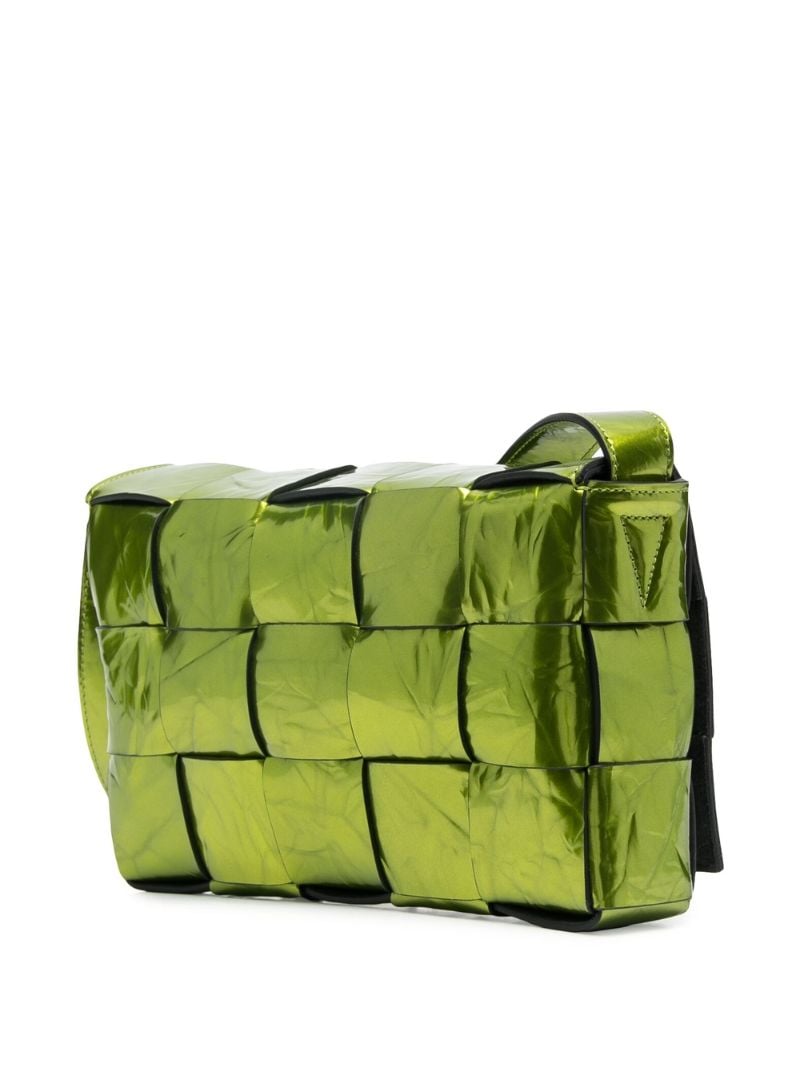Green Cassette Patent Leather Cross Body Bag