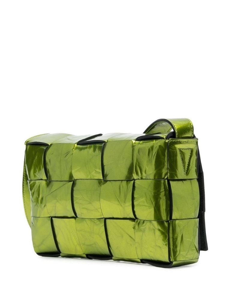 Green Cassette Patent Leather Cross Body Bag