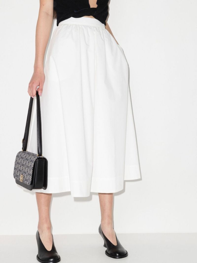 High Waist Cotton Midi Skirt