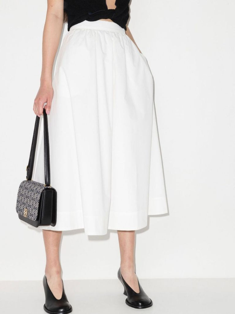 High Waist Cotton Midi Skirt