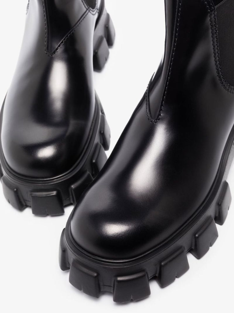 Black Monolith Leather Chelsea Boots