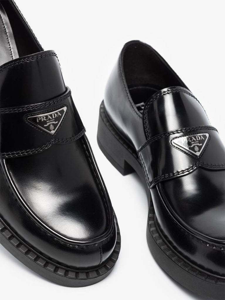 Black Brushed Leather Loafers