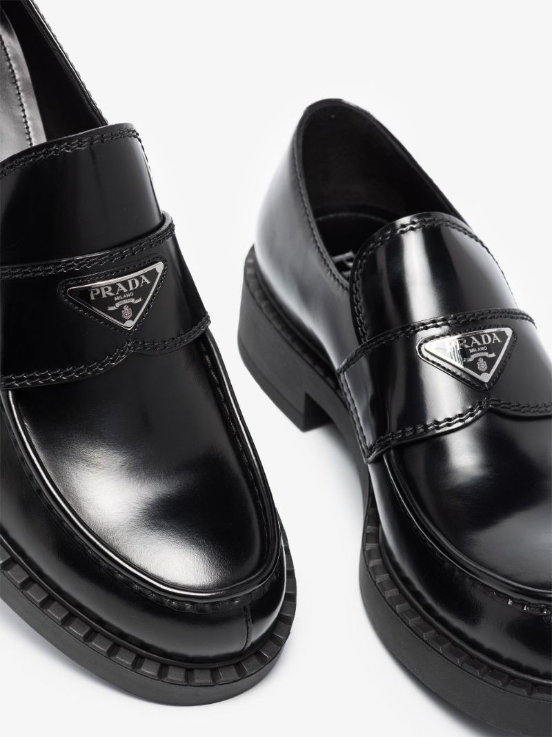Black Brushed Leather Loafers